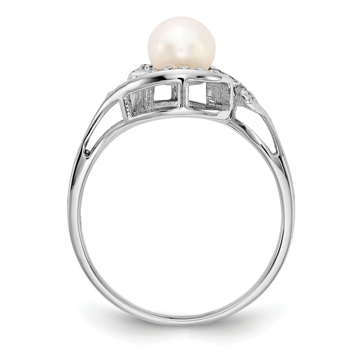 14k White Gold 5.5mm Pearl & Diamond Ring Mounting-Y4387
