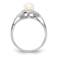14k White Gold 5.5mm Pearl & Diamond Ring Mounting-Y4387