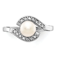 14k White Gold 5.5mm Pearl & Diamond Ring Mounting-Y4387