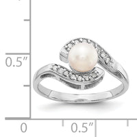 14k White Gold 5.5mm Pearl & Diamond Ring Mounting-Y4387