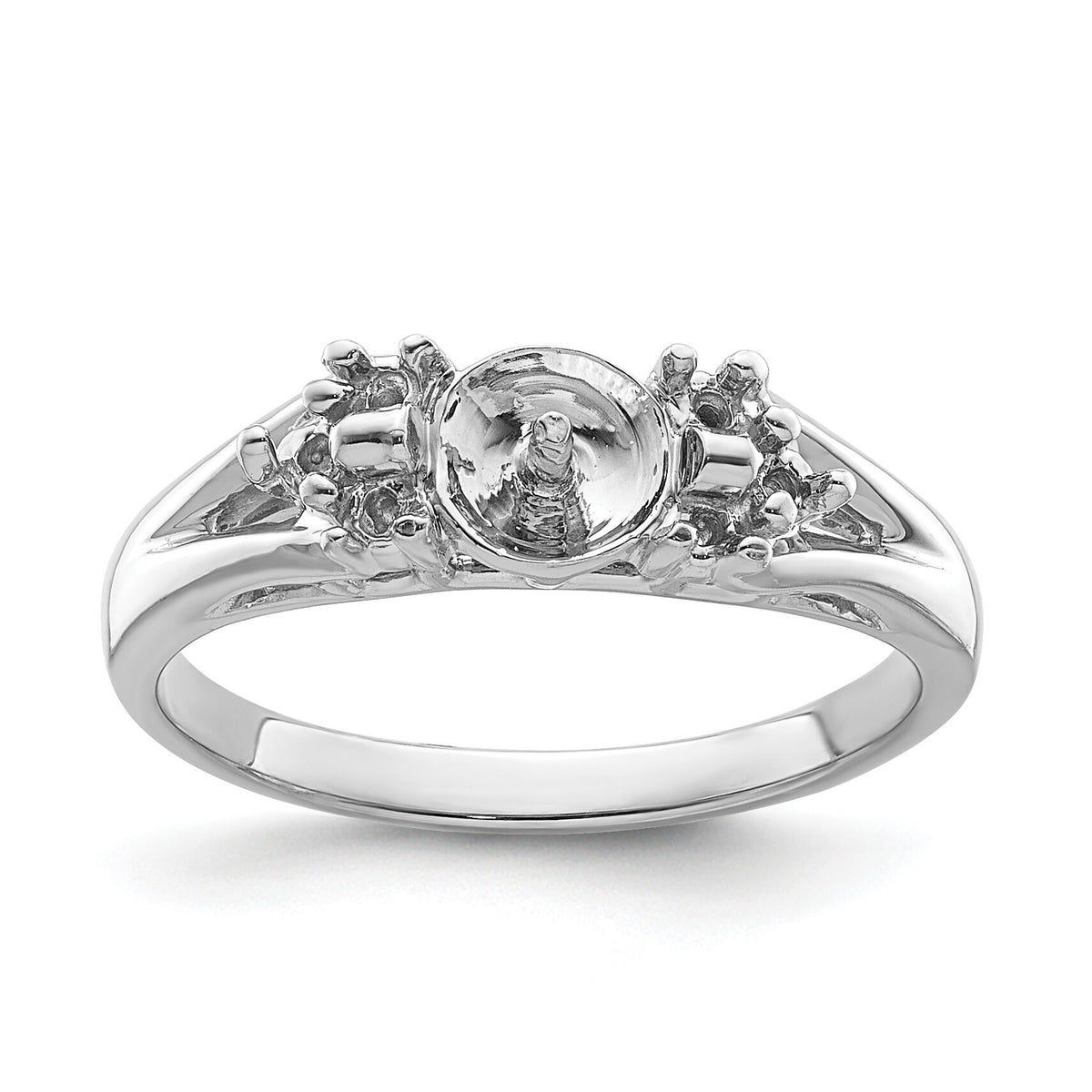 14k White Gold 6mm Pearl & Diamond Ring Mounting-Y4389