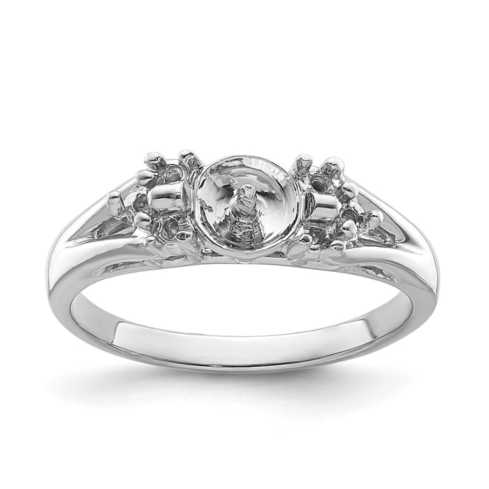 14k White Gold 6mm Pearl & Diamond Ring Mounting-Y4389