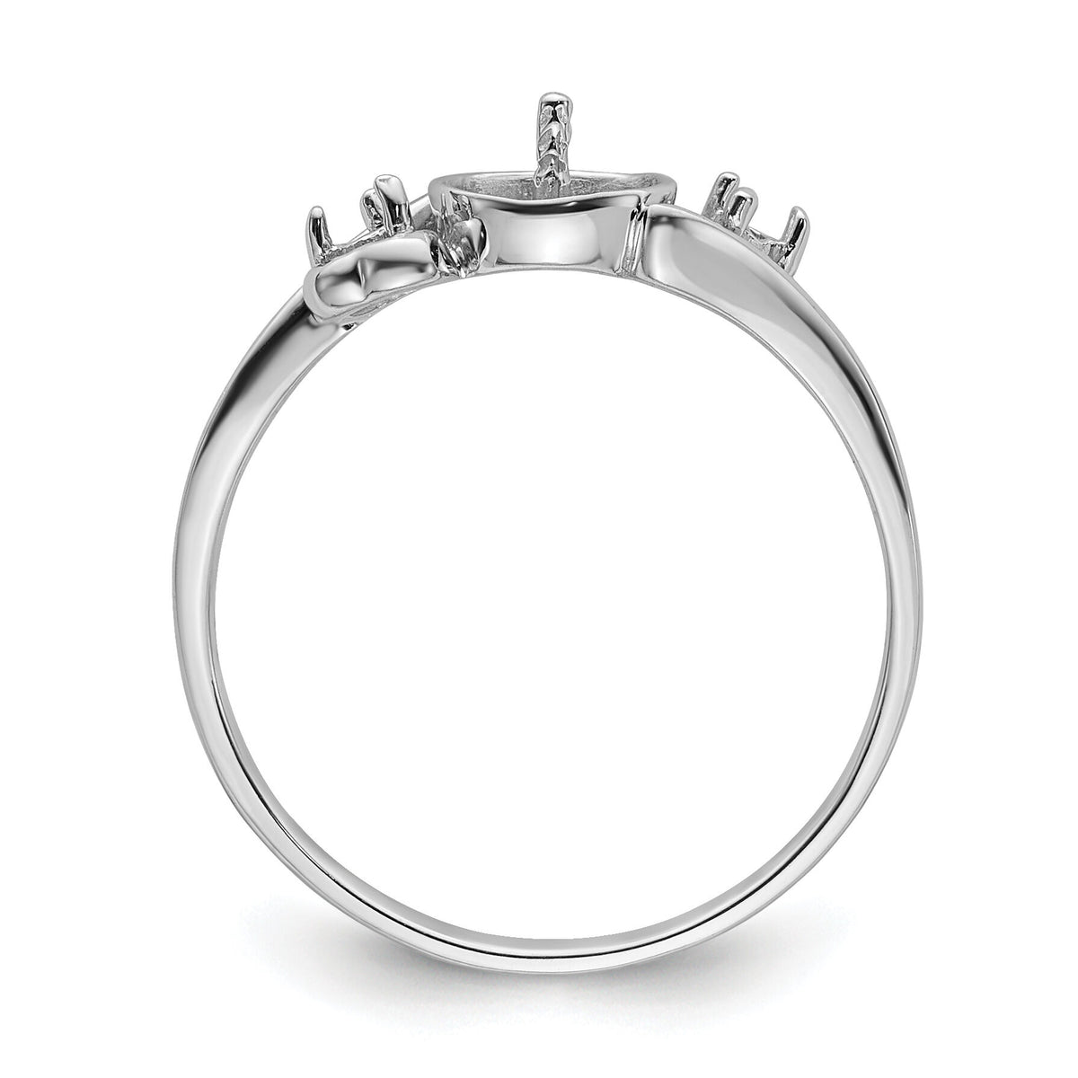 14k White Gold 7mm Pearl & Diamond Ring Mounting-Y4393