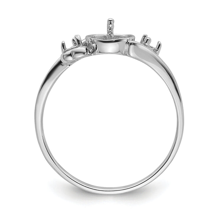 14k White Gold 7mm Pearl & Diamond Ring Mounting-Y4393