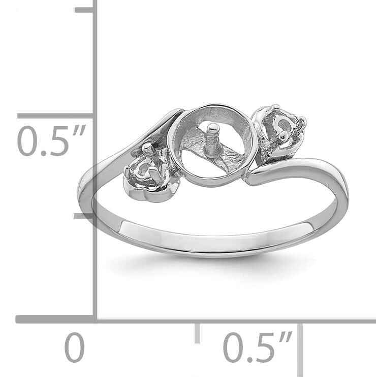 14k White Gold 7mm Pearl & Diamond Ring Mounting-Y4393