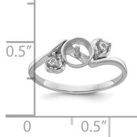 14k White Gold 7mm Pearl & Diamond Ring Mounting-Y4393