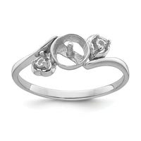 14k White Gold 7mm Pearl & Diamond Ring Mounting-Y4393