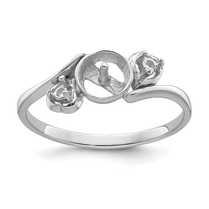 14k White Gold 7mm Pearl & Diamond Ring Mounting-Y4393