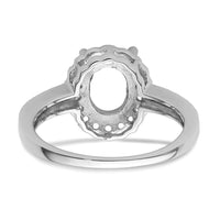 14k White Gold Diamond / 8x6mm Oval Gemstone Halo Ring Mounting-Y4420
