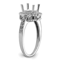 14k White Gold Diamond / 8x6mm Oval Gemstone Halo Ring Mounting-Y4420