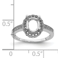 14k White Gold Diamond / 8x6mm Oval Gemstone Halo Ring Mounting-Y4420