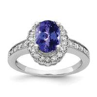 14k White Gold 8x6mm Oval Tanzanite AA Diamond ring-Y4420T/AA