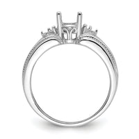 14k White Gold 7x5mm Oval Gemstone / .08ct. Diamond Ring Mounting-Y4450