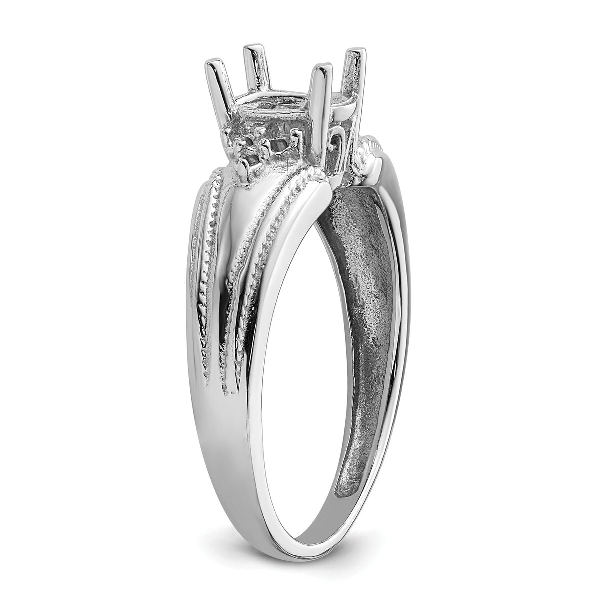 14k White Gold 7x5mm Oval Gemstone / .08ct. Diamond Ring Mounting-Y4450