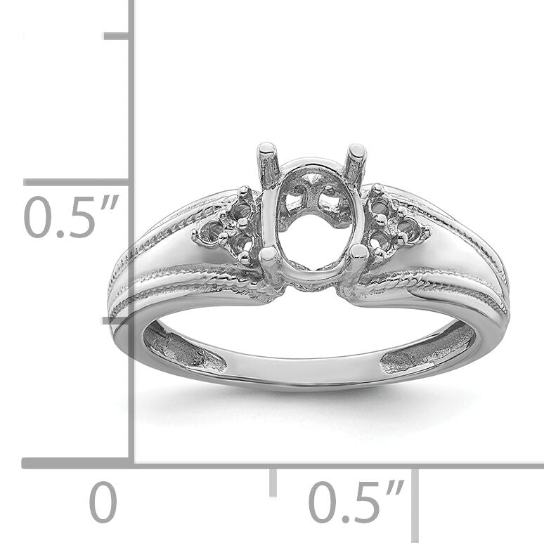 14k White Gold 7x5mm Oval Gemstone / .08ct. Diamond Ring Mounting-Y4450