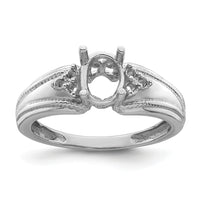 14k White Gold 7x5mm Oval Gemstone / .08ct. Diamond Ring Mounting-Y4450