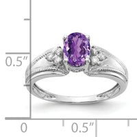 14k White Gold 7x5mm Oval Amethyst AA Diamond ring-Y4450AM/AA