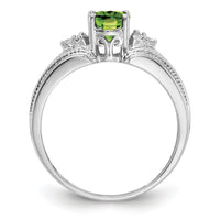 14k White Gold 7x5mm Oval Peridot AA Diamond ring-Y4450PE/AA