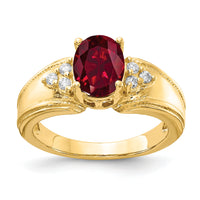14k 8x6mm Oval Created Ruby AA Diamond ring-Y4452CR/AA