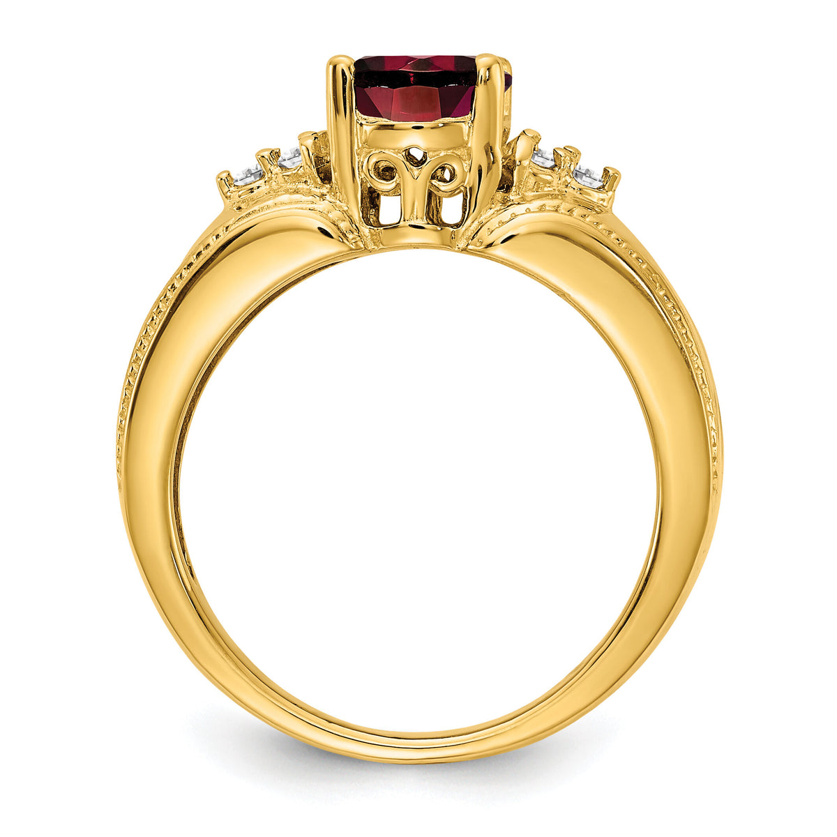 14k 8x6mm Oval Garnet AA Diamond ring-Y4452GA/AA