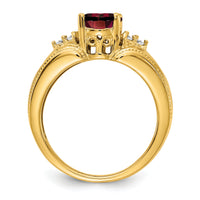 14k 8x6mm Oval Garnet AA Diamond ring-Y4452GA/AA