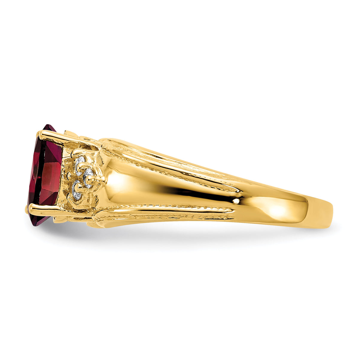 14k 8x6mm Oval Garnet AA Diamond ring-Y4452GA/AA