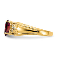 14k 8x6mm Oval Garnet AA Diamond ring-Y4452GA/AA