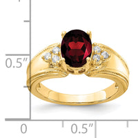 14k 8x6mm Oval Garnet AA Diamond ring-Y4452GA/AA