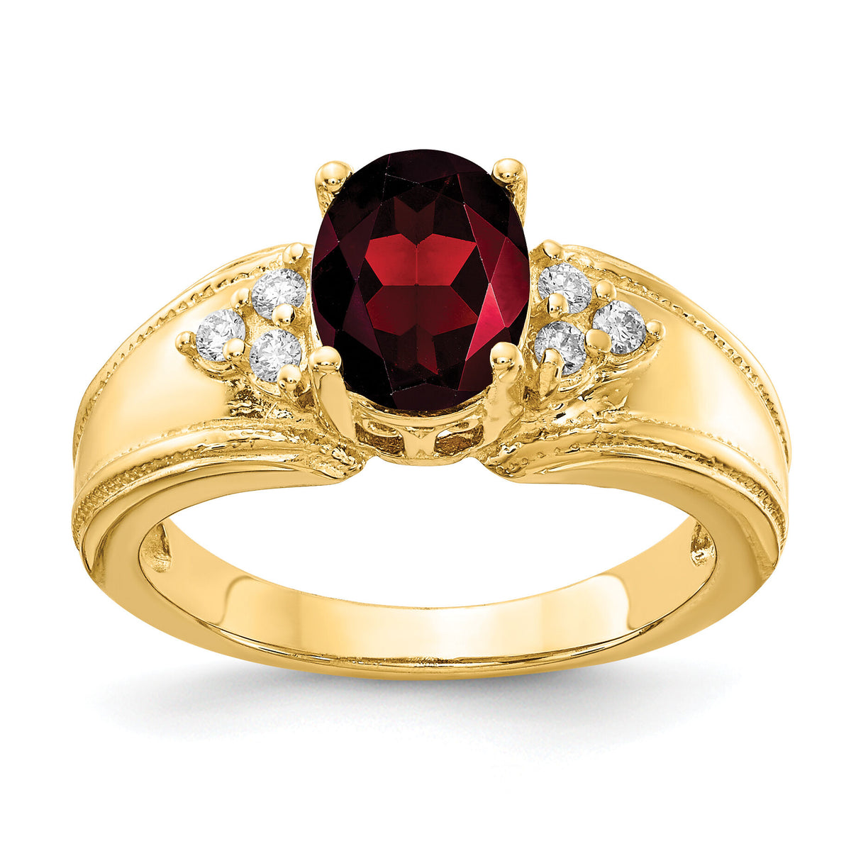 14k 8x6mm Oval Garnet AA Diamond ring-Y4452GA/AA
