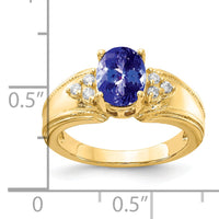 14k 8x6mm Oval Tanzanite AA Diamond ring-Y4452T/AA