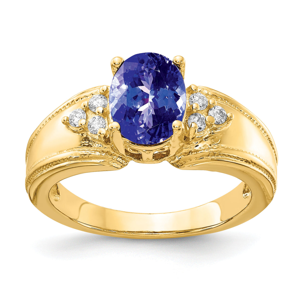 14k 8x6mm Oval Tanzanite AA Diamond ring-Y4452T/AA