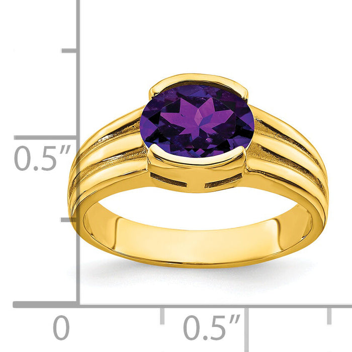 14k 8x6mm Oval Amethyst ring-Y4473AM