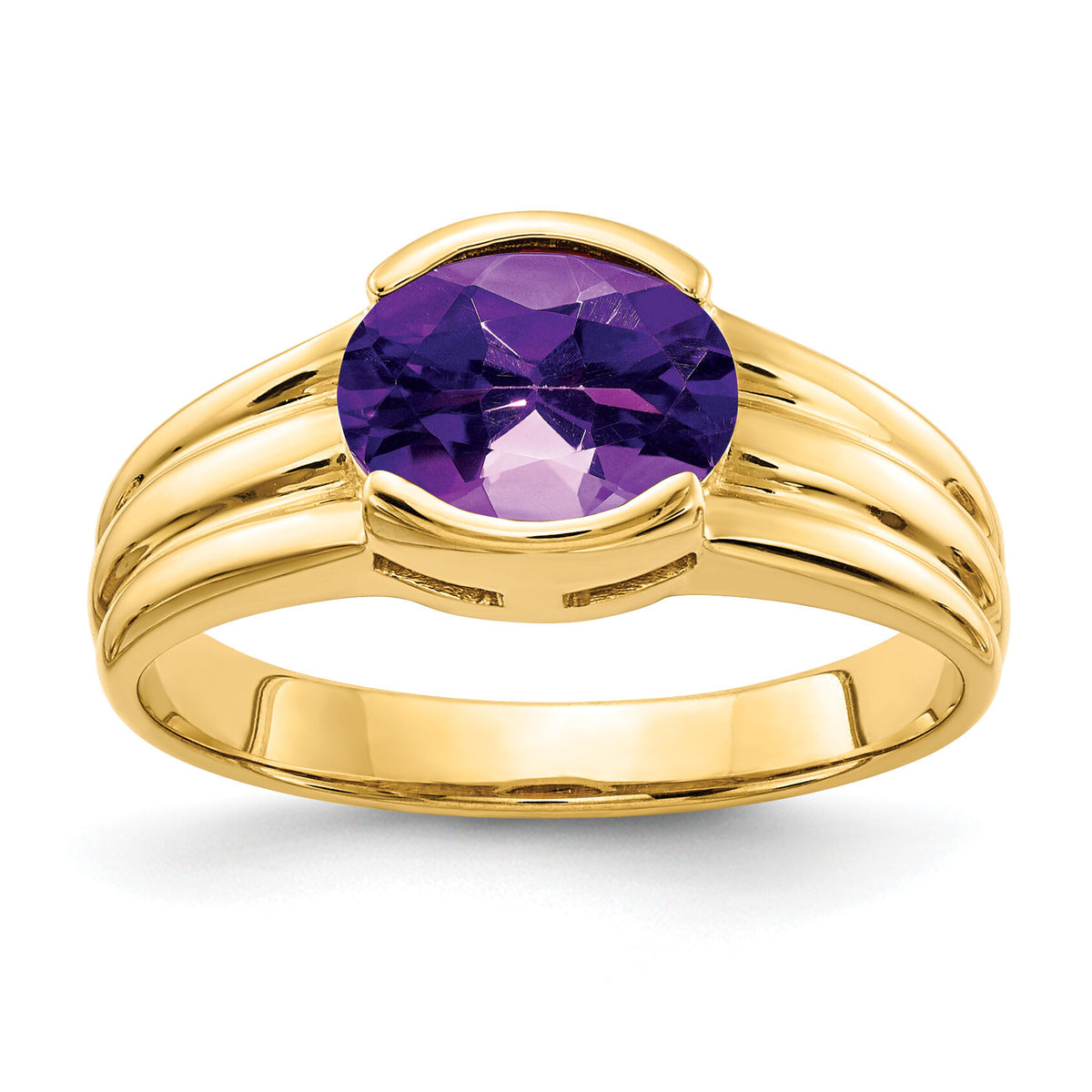 14k 8x6mm Oval Amethyst ring-Y4473AM