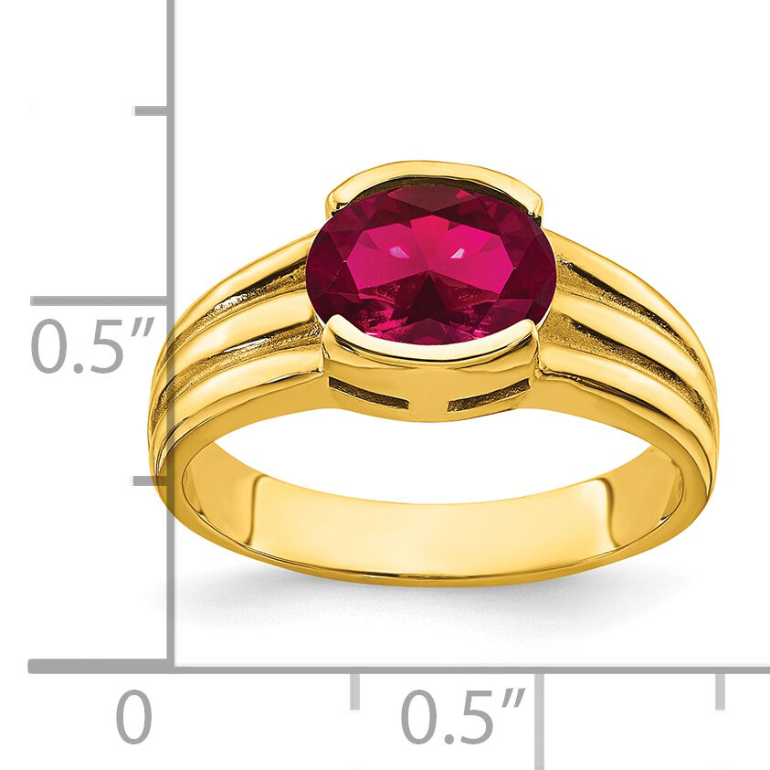 14k 8x6mm Oval Created Ruby ring-Y4473CR