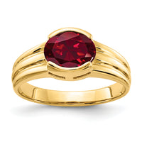 14k 8x6mm Oval Created Ruby ring-Y4473CR