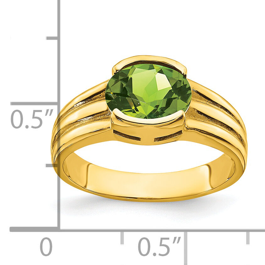 14k 8x6mm Oval Peridot ring-Y4473PE