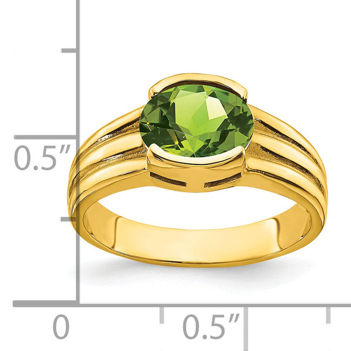 14k 8x6mm Oval Peridot ring-Y4473PE