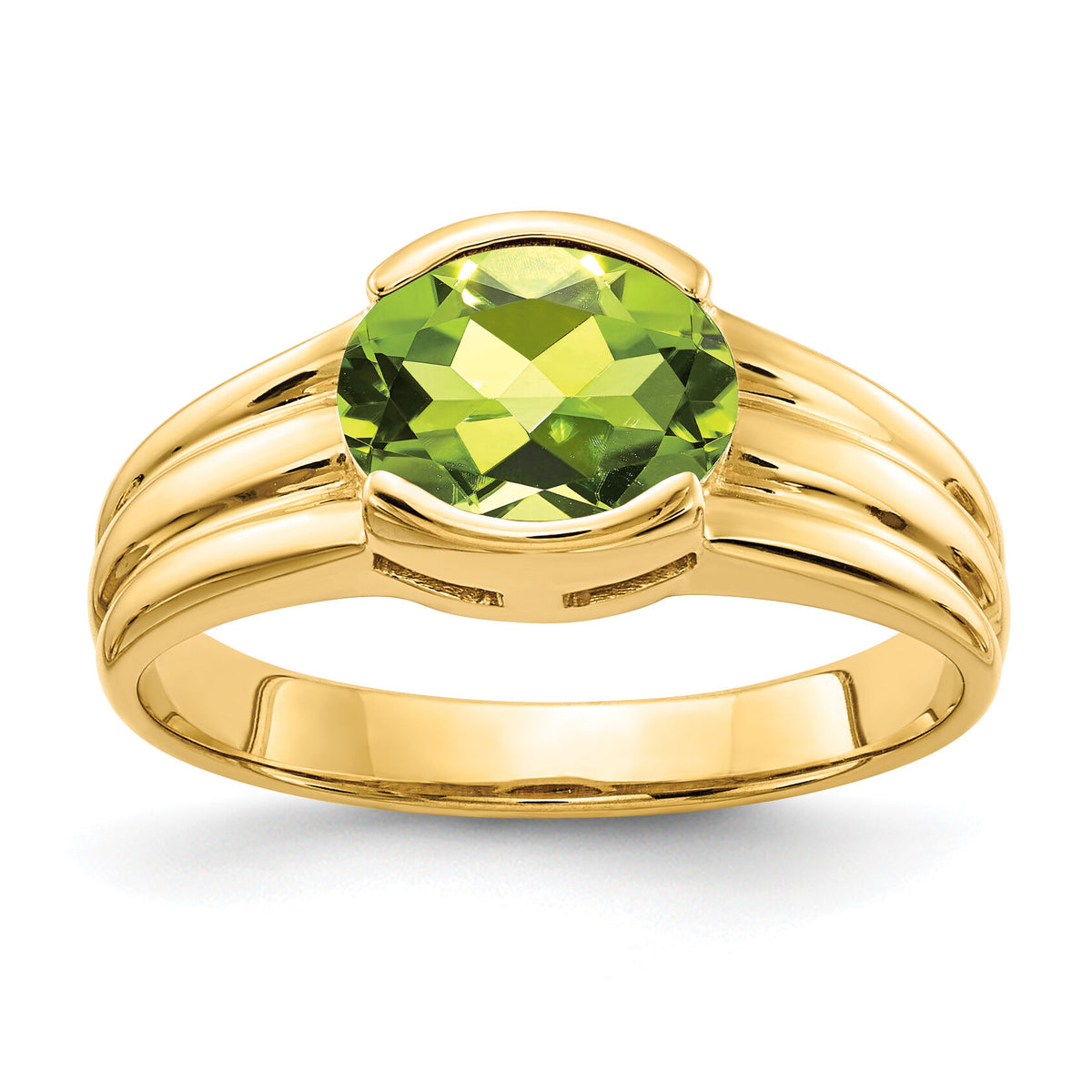 14k 8x6mm Oval Peridot ring-Y4473PE