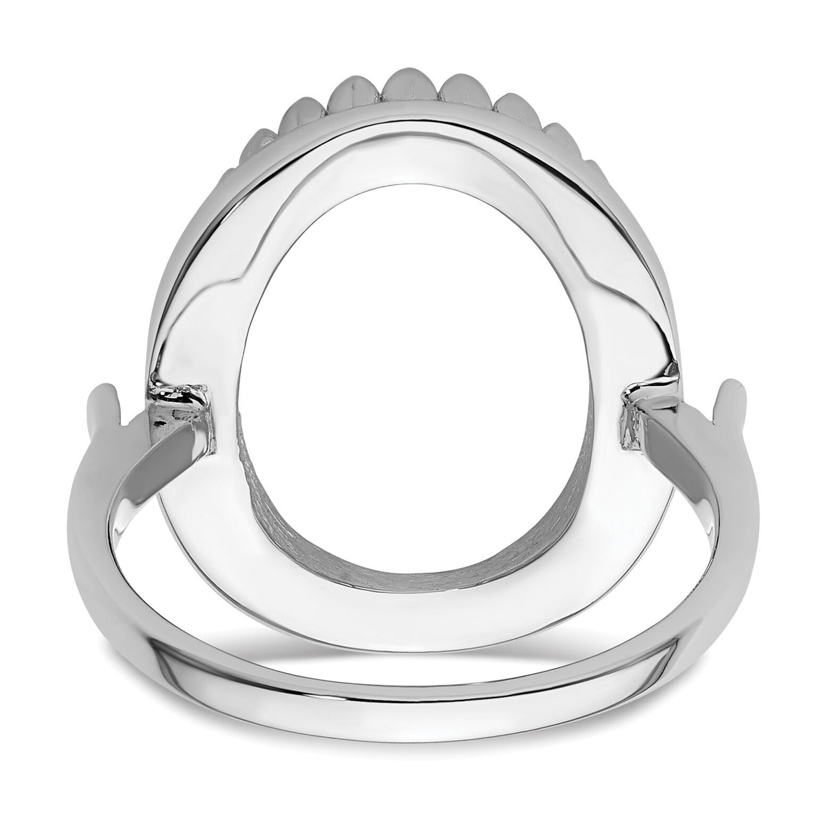 14k White Gold 16x12mm Oval Gemstone Ring Mounting-Y4479