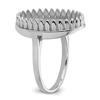 14k White Gold 16x12mm Oval Gemstone Ring Mounting-Y4479