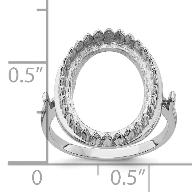 14k White Gold 16x12mm Oval Gemstone Ring Mounting-Y4479