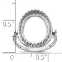 14k White Gold 16x12mm Oval Gemstone Ring Mounting-Y4479