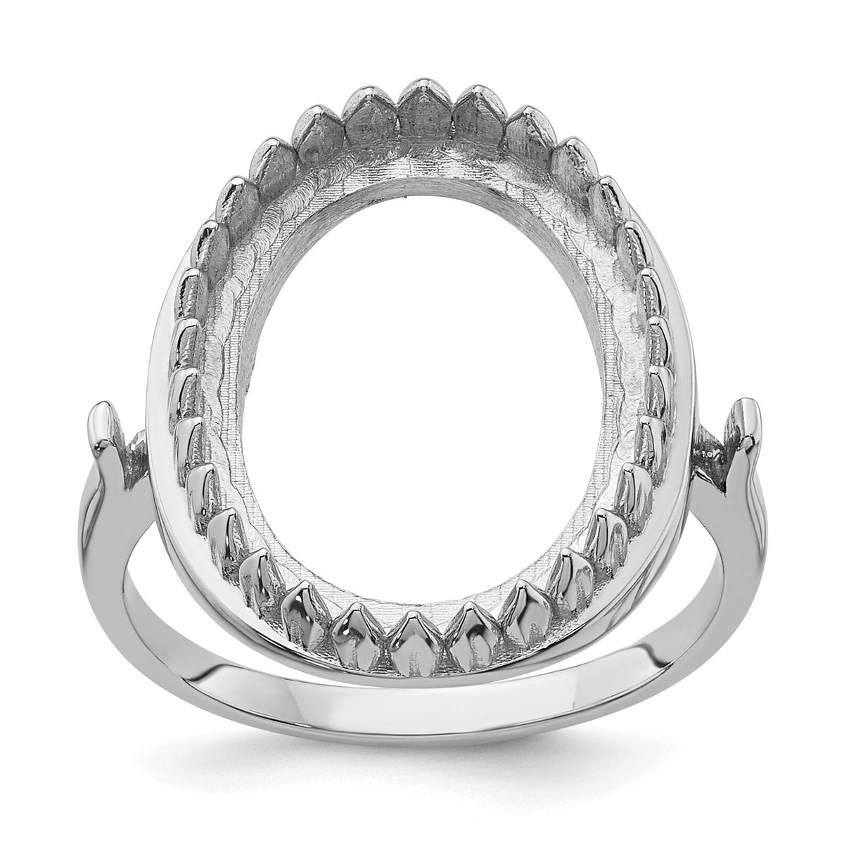 14k White Gold 16x12mm Oval Gemstone Ring Mounting-Y4479