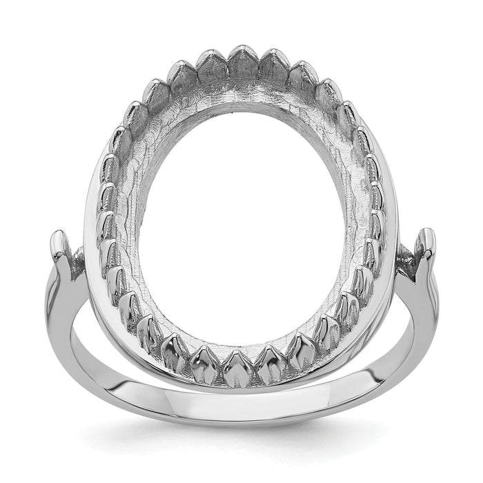 14k White Gold 16x12mm Oval Gemstone Ring Mounting-Y4479