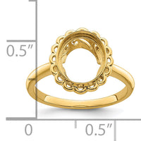 14k 10x8mm Oval Gemstone Ring Mounting-Y4494