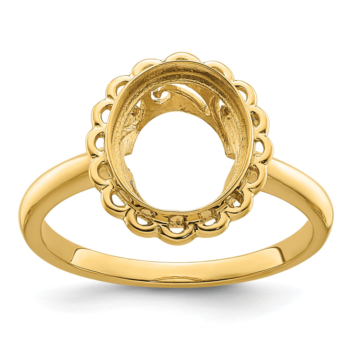 14k 10x8mm Oval Gemstone Ring Mounting-Y4494
