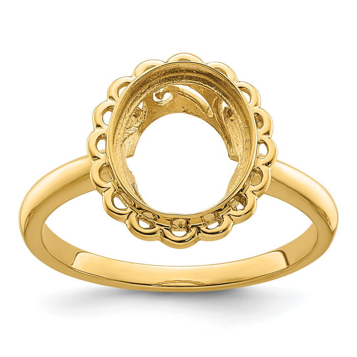 14k 10x8mm Oval Gemstone Ring Mounting-Y4494