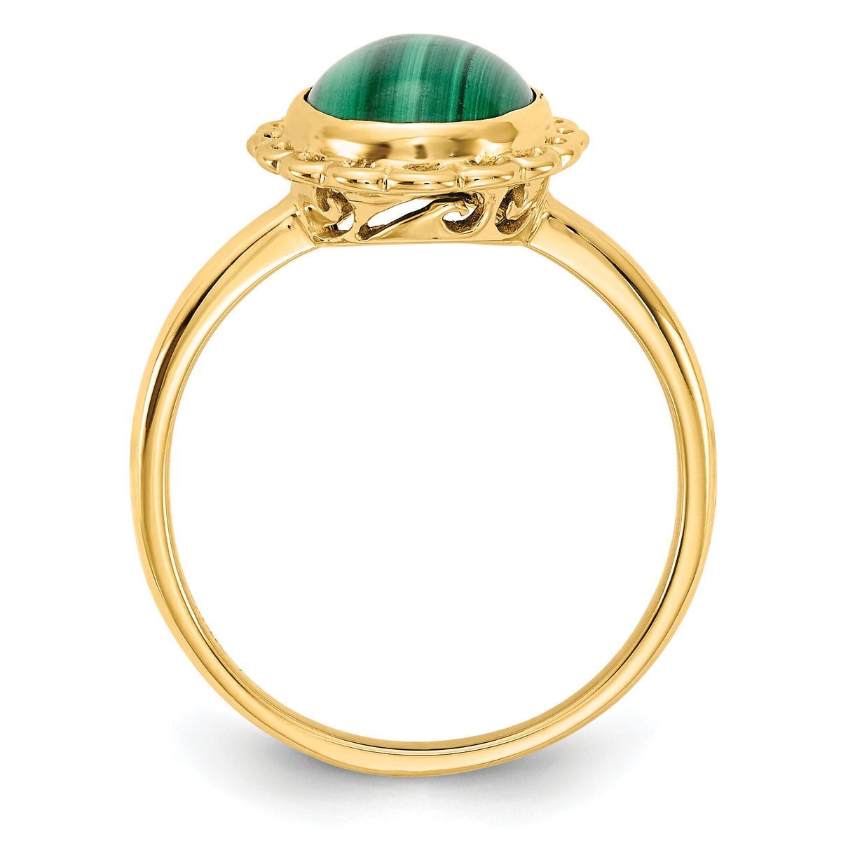 14k 10x8mm Malachite Cabochon Ring-Y4494MB
