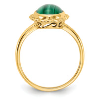 14k 10x8mm Malachite Cabochon Ring-Y4494MB