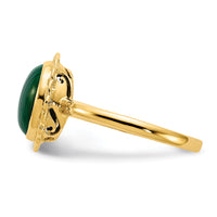 14k 10x8mm Malachite Cabochon Ring-Y4494MB